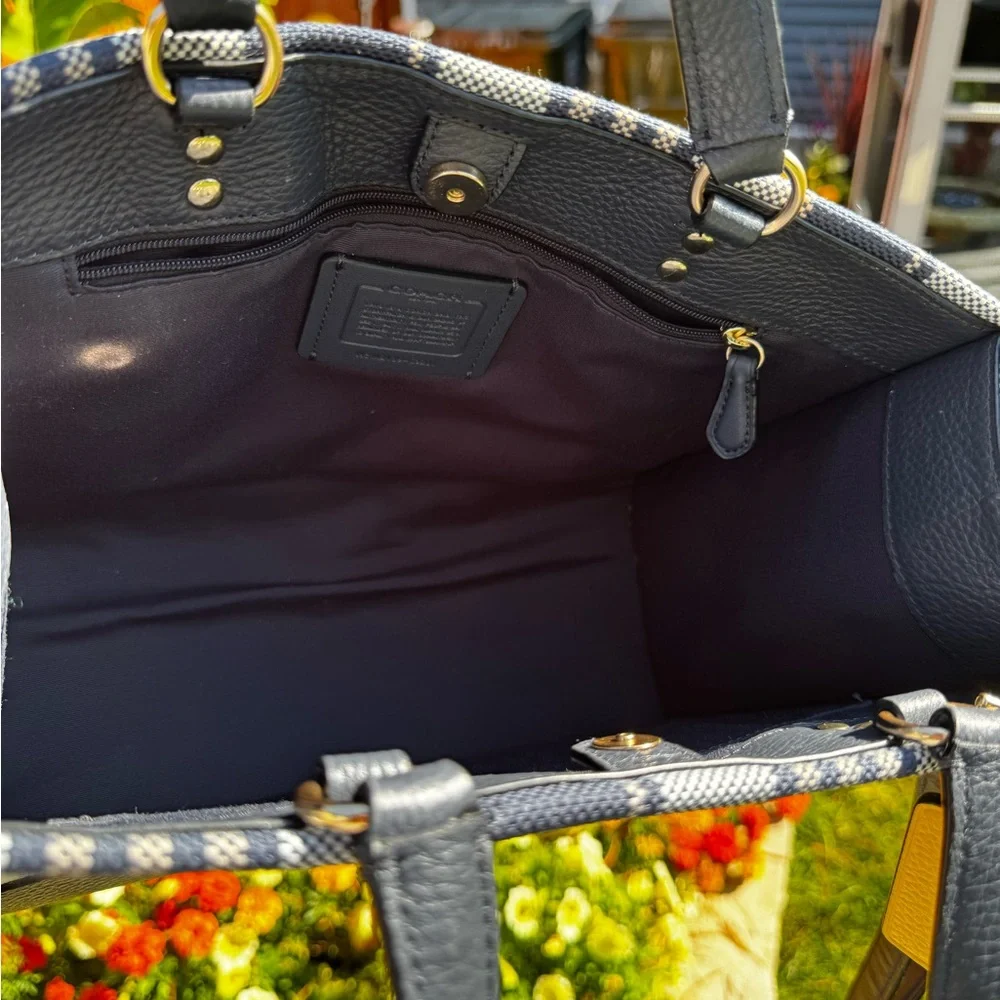 Coach Navy and White Dempsey Plaid Bag - Picture 5 of 6